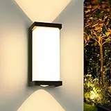 YindaLux 36W LED Aussenlampe Wand, IP65 Wasserdichte 3900LM wandleuchte Innen/Außen, 3000K Warmweiß Modern Außenlampe, Aluminium Außenwandleuchten für Terrasse, Eingang, Flur, Schwarz