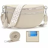 LANXINGLUO bauchtasche damen beige umhängetasche damen mittelgroß crossbody bag Mit Kreditkartenfach und 2 Schultergurten bags for women