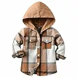 Amur Leopard Kinder Übergangsjacke Jungen Kindermantel Mädchen Jacke Kariertem Hemd mit Kapuze für Frühling und Herbst, Khaki, 104-110 (Etikettgröße: 110)