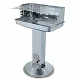 ACTIVA Edelstahl Holzkohle Säulengrill 'Pisa' mit 54 x 34 cm großen verchromten, verstellbaren Grillrost, Aschekasten und Belüftung in der Säule