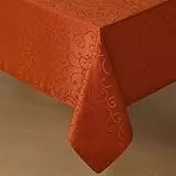 Romanstile Tischdecke Herbst abwaschbar 140x240 cm orange rechteckige Wasserabweisende Tischdecken Table Cloth Damast Jacquard Rankenmuster Deko für Geburtstag,Küche,Esszimmer,Party,Halloween,Draußen