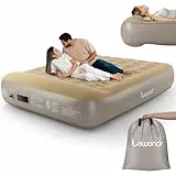Lewondr Luftbett 2 Personen mit Eingebauter Pumpe, 203x152x33CM Aufblasbare Matratze mit Kissen, 3 Min Luftmatratze Selbstaufblasend Luftbett für Camping Haus Gäste Reisen(250kg MAX), Khaki