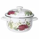 YARNOW Suppentopf Emaille im Retro Design mit Deckel 1 Stück Hitzebeständiger Dicker Kochtopf mit Griffen 18cm für Gas und Induktionsherde Geeignet zum Kochen von Suppen Zufällige Farbe