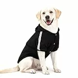 NAMSAN Hundepullover Warm Hundebekleidung Winterkleidung für Große Hunde Knopfdesign Hund Hoodie Hundepulli Schwarz—6XL