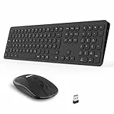 LeadsaiL Tastatur Maus Set Kabellos,Ergonomische Maus und Tastatur,Funk PC Tastatur und Maus in Voller Größe, Deutsch QWERTZ-Layout, Leise Tasten und Maustasten,12 FN-Tasten Für Windows, macOS, Laptop