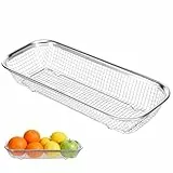 HEMOTON Edelstahl Abflusskorb Rechteckig 12.20X4.72X2.17 Zoll Verdicktes Küchensieb Für Spüle Obst Gemüse Abtropfkorb Küchenabflusssieb Praktisch Für Küchenarbeitsplatte
