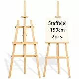 Staffelei Holz groß Leinwand Ständer 150 cm (2 stück) - Holzständer für Sitzplan Hochzeit Canvas Painting Staffeleien Bilderständer Easel für Kinder und Erwachsene Kiefernholz