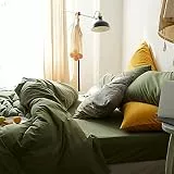 AShanlan Bettwäsche 140x200 Olivgrün Uni Bettbezug Bettwäsche-Sets 140 x 200 cm + Kissenbezug 70 x 90 cm ÖKO-TEX Grün Mikrofaser Duvet Cover mit Reißverschluss