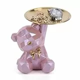 OKESYO Bär Skulptur Deko, Bär Statue mit Tablett, Harz Tier Skulptur, Geschenk für Wohnzimmer, Eingangsbereich, Büro, Schreibtischdekoration