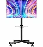 ONKRON TV Ständer rollbar für 23-60 Zoll Fernseher, max Last 45 kg, mobiler TV Standfuss höhenverstellbar, Fernseh Rollwagen max VESA 400x400, Fernsehständer mit Rollen, Ablage Schwarz TS1137-B