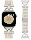 Wearlizer Geflochtenes Kompatibel mit Apple Watch Armband 40/38/41/42mm Damen, Elastisch Nylon Stoff Magnetband mit D-Form für iWatch Series 11 10 9 8 7 6 5 4 SE/3 2 1, Polarstern/Polarstern