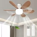 BomKra Deckenventilator mit Beleuchtung und Fernbedienung Leiser - 30W LED Deckenleuchte mit Ventilator, 3 Geschwindigkeiten, 3 Modi Dimmbar, Timer, Lampe mit Ventilator für Schlafzimmer