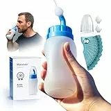 MAOEVER Neti Pot Sinusspülung, Quetschflasche, Nasenreiniger, Druckspülung, Nasenspülung, für Erwachsene und Kinder, BPA-frei, 300 ml, mit 30 Nasenwaschsalzpackungen und Aufkleberthermometer, Blau