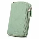 ekavale Hochwertige Damen Geldbörse aus echtem Leder, Frauen Geldbeutel mit RFID-Schutz, Großes Portemonnaie mit Reißverschluss und Viele Kartenfächer (Antik-Minze)