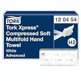 Tork Xpress Compressed Soft Multifold Paper Towels White H2, Advanced, 2-Ply, M-Fold Large, 12 x 200 Cloths, 120454