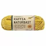 folia 9014 - Raffia Naturbast bananengelb, 1 Bündel mit 50 g, Schnur aus natürlichem Strohgemisch, ideal zum Basteln, zur Dekoration oder für Gestecke, Sträuße und andere floristische Arbeiten