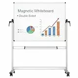 VIZ-PRO Doppelseitiges Magnetisches Drehbares Mobiles Whiteboard, Aluminiumrahmen & Ständer, W1200xH900mm