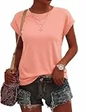 Wayleb Damen Tops Rundhals Shirt mit Flügelärmel Elegantes Basic Oberteil Modisches Lässig Top Bluse für Büro Alltag