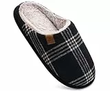 COFACE Schwarz Herren Rückstellschaum hausschuhe, warme plaid Pantoffeln für manner, flauschig plüsch Gefüttert mit Rutschfeste Gummisohle Größe 46EU