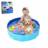 UUEMB Faltbarer Hundepool für Kleine Hunde, 80 x 20cm Hundebadewanne Katzen Swimmingpool Planschbecken für Kinder, Haustier Schwimmbecken rutschfest Sicher Tragbar Kinderpool Blau