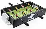 Umbro Mini Tischkicker - Kickertisch mit 12 Spielern - Kompakter Tischfußball für Kinder und Erwachsene - Inkl. 2 Mini Fußballen - Schwarz