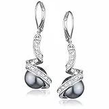 Vissen Grau Perlen Hängende Ohrringe Damen Mädchen Weiss Vergoldete Leverback Zirkonia Ohrringe Modeschmuck Geschenk