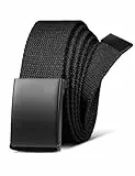LXMY Gürtel Herren, Stufenlos Verstellbar Ohne Löcher, Canvas Stoff Outdoor Business Arbeitsgürtel Passt Überall Hin (Schwarz)