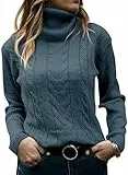 GeGekoko Pullover Damen Rollkragenshirt Cable Knit Elegant Langarm Tops Lose Grobstrick Casual Weich Jumper Sweater