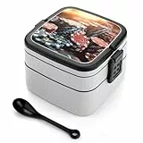 FZMTLDS Casino Chips Bento Box Erwachsene Lunchbox Behälter mit Löffeln, doppellagige Lunchbehälter, tragbare Lunchboxen, Lebensmittelbehälter für Arbeit, Picknick, Reisen