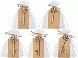 GoMaihe Gastgeschenke Hochzeit 50 Stück: 5 Stile Vintage Flaschenöffner mit DIY Karte und Geschenktasche transparent für Taufe Kommunion Konfirmation Geschenk Geburtstag Tischdeko