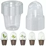 GESDYO 10 Stück Anzuchttöpfe Transparent 7.5cm Klare Pflanztöpfe mit Feuchtigkeits-Kuppeldeckel & Ablauflöchern Kunststoff Blumentopf Set für Stecklinge, Sukkulenten, Orchideen