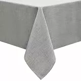smiry Leinenoptik Tischdecke Abwaschbar Lotuseffekt Eckig 130 x 160 cm Tischtuch Leinendecke Wasserabweisend Tafeldecke Tischwäsche Fleckschutz, Hellgrau