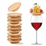 Generisch 10 Stück Weinglas Aufsatz,Charcuterie Brett Topper,Weinglas Topper Holz,Weinglas Topper,Untersetzer für Vorspeisenteller und Desserts Getränke,Familienessen & Party zubehör