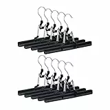 Relaxdays Hosenbügel Metall 10er Set, 360° drehbarer Haken, fest schließend, Rockbügel, gummierte Klemmen, 26cm, schwarz