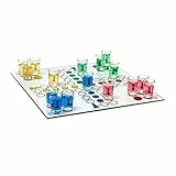 Relaxdays Drinking Ludo Spiel, Partyspiel für Erwachsene, Brett, 2 Würfel & 16 Shotgläser, lustiges Trinkspiel, bunt