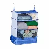 Relaxdays Gepäck Organizer zum Hängen, HBT: 55x44x30 cm, Kofferorganizer faltbar, 4 Fächer, tragbarer Packwürfel, blau