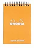 Rhodia 13503C Notizblock (DIN A6, 10,5 x 14,8 cm, Doppelspirale, liniert, dot grid, mikroperforiert, 80 Blatt) 1 Stück orange