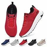 Schuvox Laufschuhe Herren Damen Turnschuhe Breite Hallenschuhe Bequem Straßenlaufschuhe Gymnastikschuhe Atmungsaktiv Sportschuhe rutschfest Joggingschuhe Sommer Sport Schuhe Rot 41