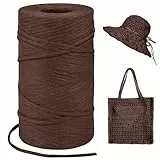 LEREATI Raffia Garn zum Häkeln, Bastband Natur 3mm x 300m Papiergarn Geschenkbänder, Bändchengarn zum Häkeln, Papierdraht zum Häkeltaschen, Körbe, Hüte, Geschenkverpackung (Dunkel Kaffee)