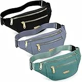 3 Stück wasserdichte Bauchtaschen für Damen und Herren, Hüfttasche mit verstellbarem Riemen, Hüfttasche für Sport, Laufen, Training, Wandern, Reisen, Schwarz/Blau/Grün