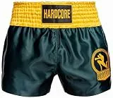 Hardcore Training Classic Muay Thai Shorts Herren Thaiboxen Kampfsport Hose MMA Kickboxen Sparring (DE/NL/SE/PL, Alphanumerisch, L, Regular, Regular, Green Gold Black)
