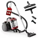 Akitas C10P 900W Beutelloser Staubsauger ohne Beutel – Mit Deutscher Wessel Werk D320 Hartbodenbürste aus Naturhaar, 32 cm, ideal für Parkett, Laminat & Fliesen