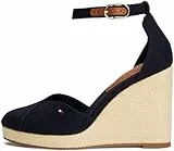 Tommy Hilfiger Damen Wedge Sandalen Flag Closed Toe mit Knöchelriemen, Blau (Space Blue), 40