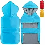 LeerKing Hunderegenmantel mit weichem Futter Regenjacke Wasserdicht Regenmantel Hund für kleine, mittlere und große Hunde Länge 11 bis 71 Blau XXL