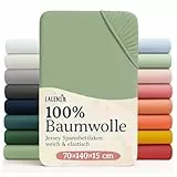Laleni Jersey Spannbettlaken - Oeko-TEX zertifiziertes Bettlaken für Baby- und Kinderbetten aus 100% Baumwolle in Größe 70x140 cm, Grün