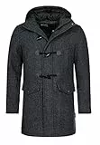 Indicode Herren Liam Dufflecoat | Wintermantel Wollmantel Herrenmantel Mantel für Männer Black mix, S