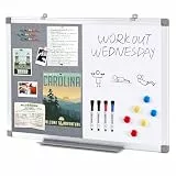 SWANCROWN Whiteboard mit Pinnwand Filz 60x45cm, Kombitafel, Aluminiumrahmen,Trocken Abwischbar, Pinwand & Magnettafel für Zuhause und Büro
