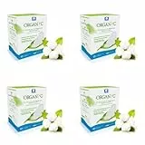 Organyc Hygienebinden für den täglichen Gebrauch mit gefalteten Flügeln aus 100% Bio-Baumwolle - 4 Packungen zu je 10 Stück (Insgesamt 40 Stück)