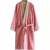 Japanischer Stil Aus Reiner Baumwolle, Frühlings-Bademantel, Lässiger Kimono-Robe, Halblanges Nachthemd Bindegürtel Für Damen