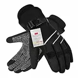 BIKINGMOREOK Winterhandschuhe Wasserdicht -30°F 3M Thinsulate Skihandschuhe Warme Touchscreen Handschuhe,Winddicht Fahrradhandschuhe Herren Damen-Schwarz-M
